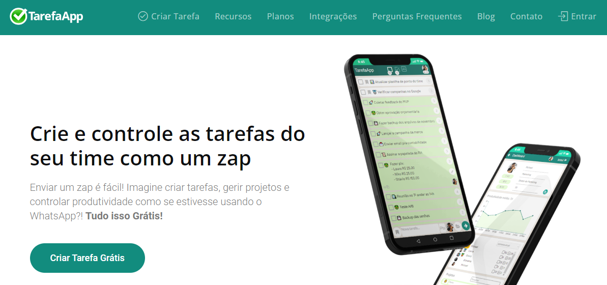 Print da home do app TarefaApp: Seu aplicativo de Produtividade.