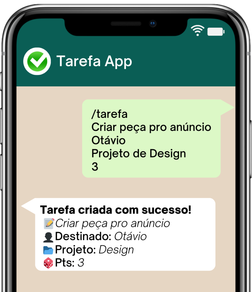 Bot do Tarefa App funcionando pelo celular